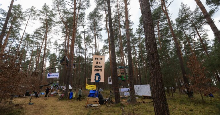 20Climate20activists20camped20out20in20the20forest20around20Teslax27s20gigafactory20in20Germany GettyImages 2053248264