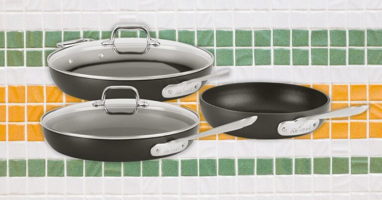 All Clad HA1 Hard Anodized Nonstick Fry Pan Set Abstract Background 112024 SOURCE Amazon